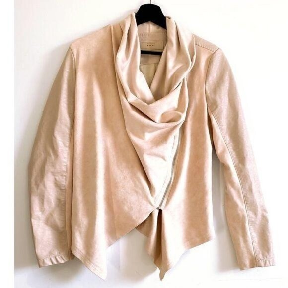 BLANKNYC Faux Leather Mixed Media Drape Front Jacket Size S - Picture 1 of 10